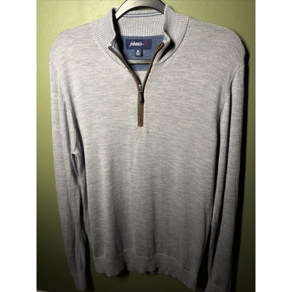 NWOT johnnie-O Baron Featherweight Wool Blend 1/4 Zip Medium Gray